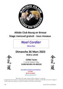 Stage Mensuel Dimanche 26 Mars 2023 Noel Cordier 3D @ COSEC FAVIER