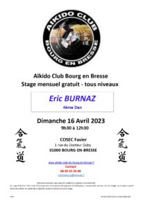 Stage Mensuel Dimanche 16 Avril 2023 Eric Burnaz 4D @ COSEC FAVIER