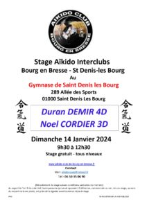 Stage Interclubs Saint Denis les Bourg - Bourg en Bresse 14 Janvier 2024 @ COSEC FAVIER